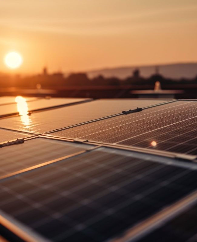 Sun powered farm generates sustainable electricity in nature generated by artificial intelligence